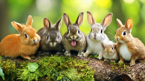 Group of Bunnies on a Log