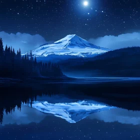 Snowy Peak Night Landscape