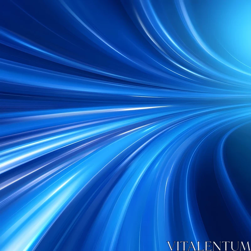 AI ART Swirling Blue Light Speed Lines Abstract