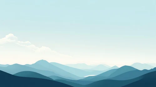 Layered Blue Mountains with Pastel Sky