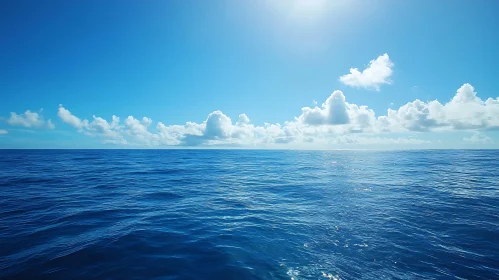 Calm Blue Ocean Under a Sunny Sky