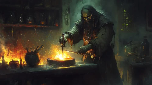 Medieval Blacksmith at Work