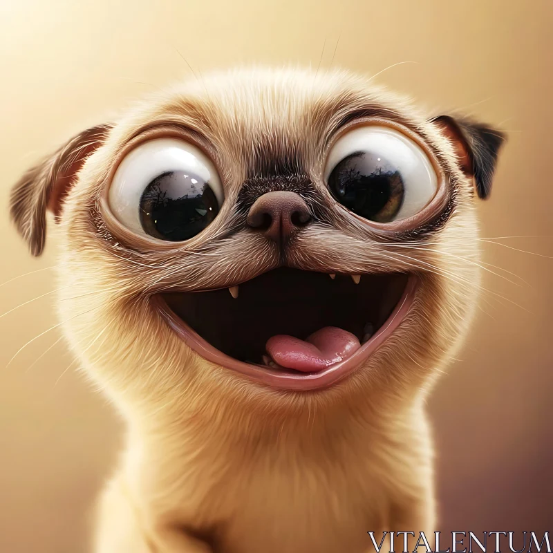 AI ART Cute Puppy with Large Eyes and Smile