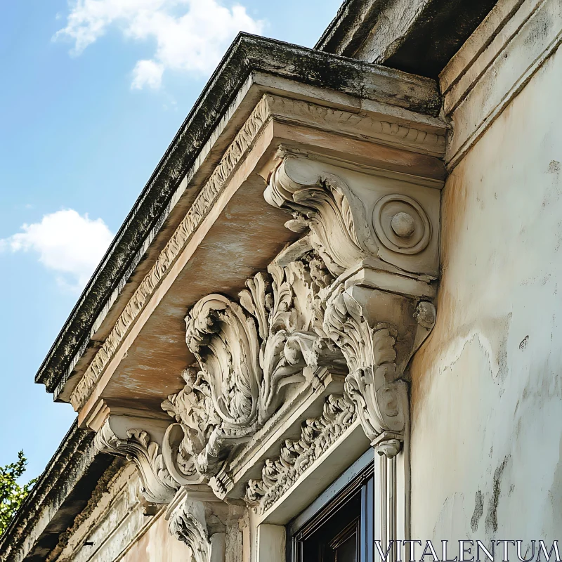 Ornamental Stonework on Historic Building AI Image