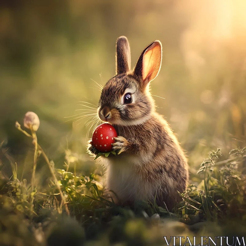 Easter Bunny Meadow Scene AI Image