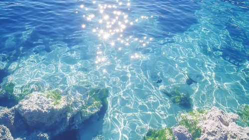 Tranquil Ocean with Sunlight Reflections on the Water