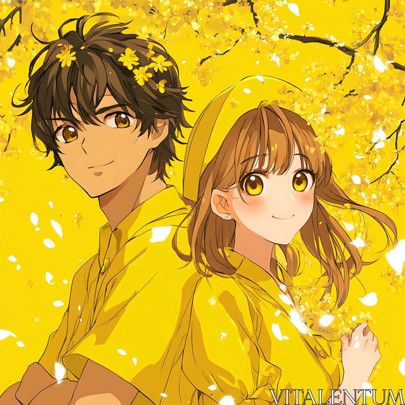 Yellow-Themed Anime Artwork AI Image