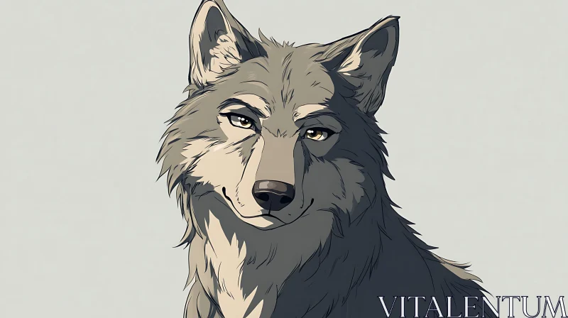 Wolf Portrait with Knowing Gaze AI Image