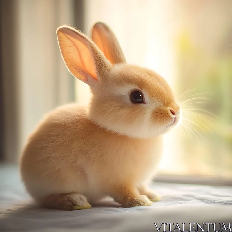 Peaceful Peach Fur Bunny AI Image