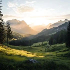 Golden Light Over Mountain Valley