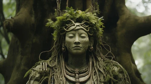 Forest Statue: A Harmonious Blend of Woman and Nature