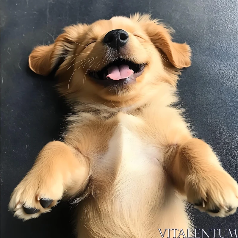 Adorable Smiling Puppy Relaxing AI Image