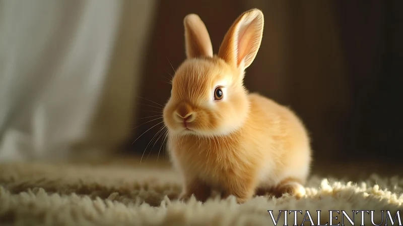 Charming Bunny Resting on Cream Carpet AI Image