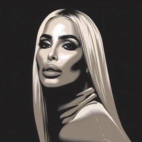 Monochrome Portrait of Kim Kardashian