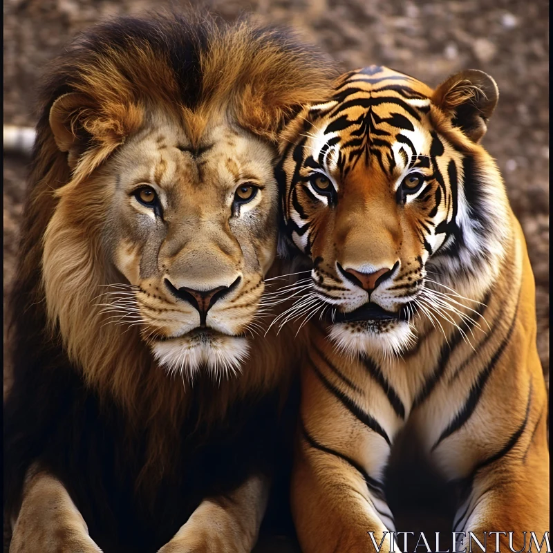 Portrait of a Lion and a Tiger AI Image