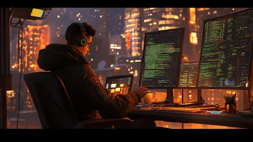 Coder Working Late
