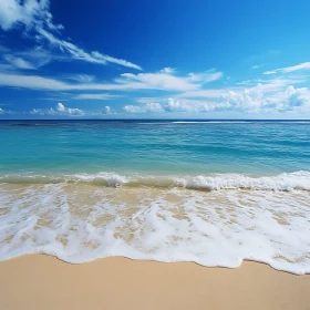 Seascape with Waves and Blue Sky