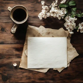 Rustic Coffee and Flowers Composition