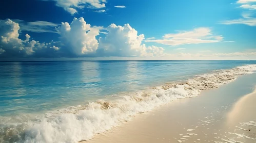 Calm Beach Scene with Blue Sky