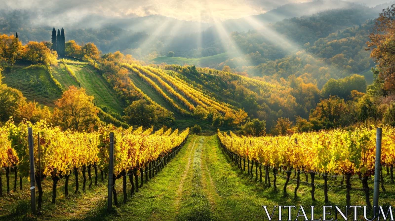 Autumn Vineyard Landscape AI Image