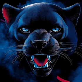 Panther Head with Piercing Blue Eyes