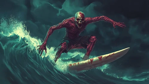 Undead Surfer Rides the Ocean Wave