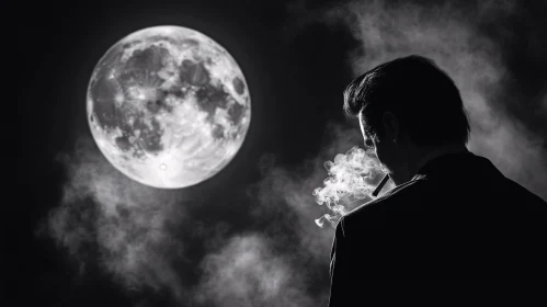 Mystery Night: Man with Moon and Smoke