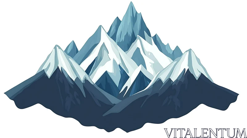 Snowy Peaks Mountain Illustration Art AI Image