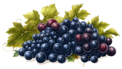 Fresh Grapes and Green Leaves Artwork