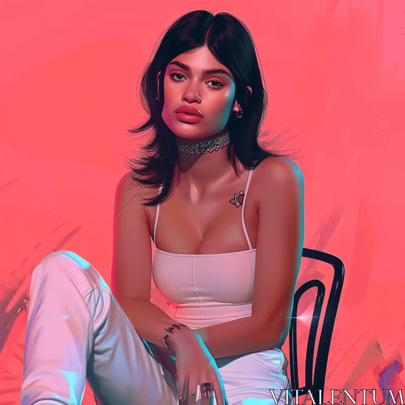 Kylie Jenner in a Chic White Outfit AI Image