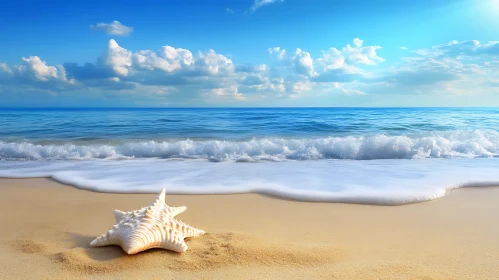 Coastal Starfish Beach Scene