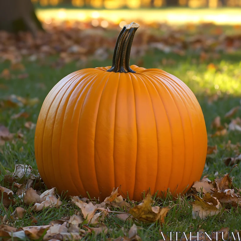 AI ART Autumn Pumpkin on Grassy Field