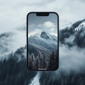 Mountain View Through Phone Screen