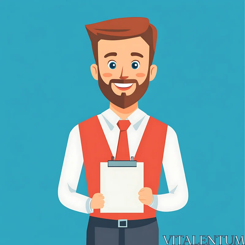 AI ART Smiling Man with Clipboard Illustration