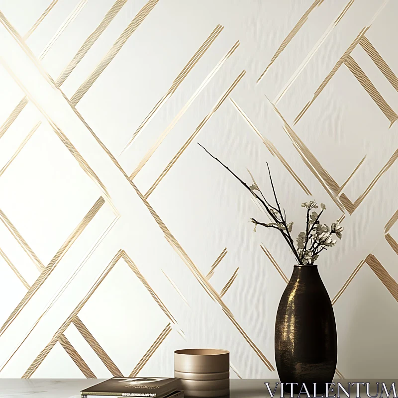 Sophisticated Interior Design with Gold Lines AI Image