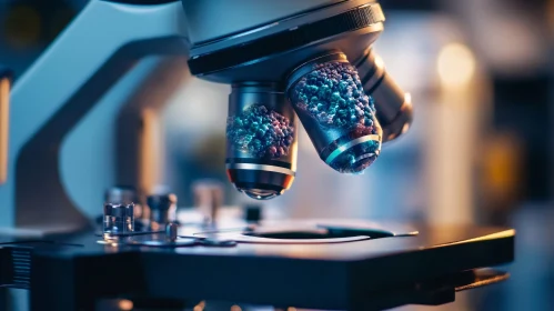 Cellular Structures Under Microscope Lens