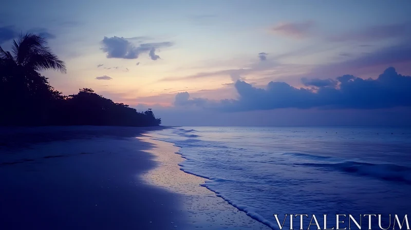 Coastal Twilight Scene with Calm Waters AI Image