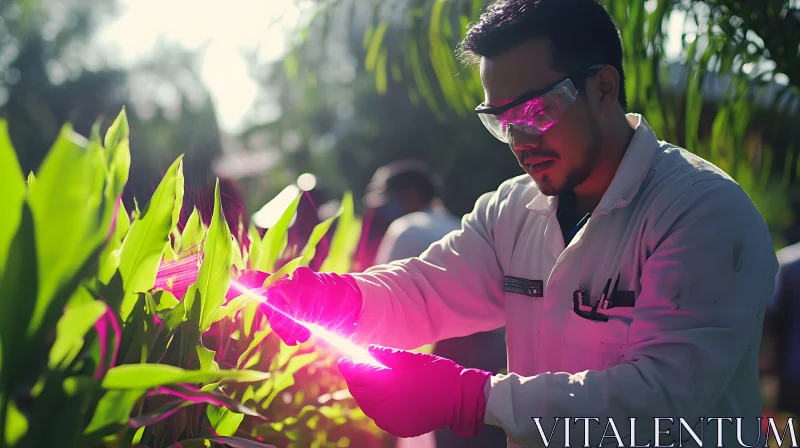 Botanical Research with Pink Light AI Image
