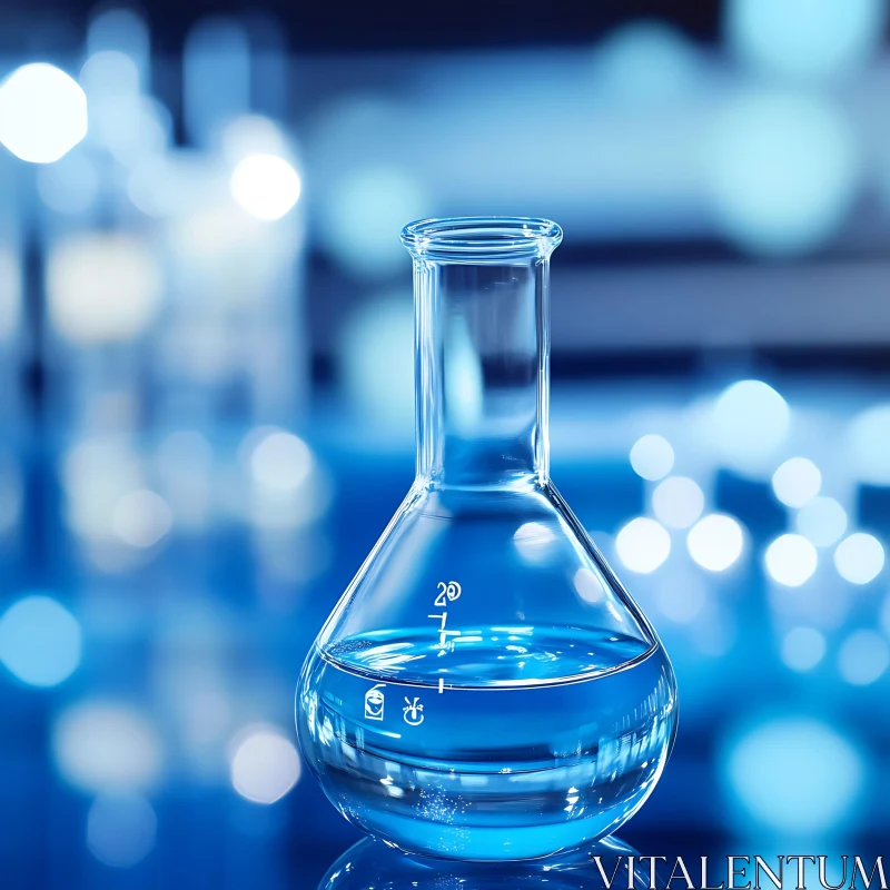 Blue Solution in Glassware AI Image