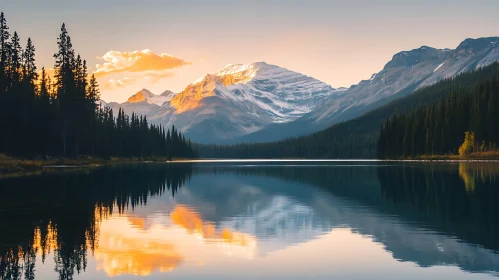 Still Lake Reflecting Mountain Peaks