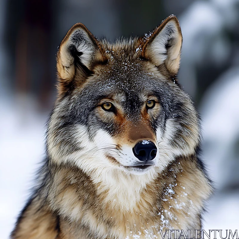 Snowy Wolf Close-Up AI Image