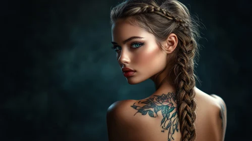 Elegant Tattooed Woman with Braided Hair