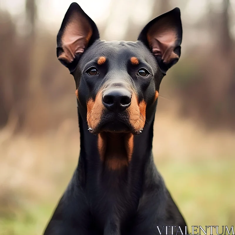 Majestic Portrait of a Doberman Dog in Nature AI Image