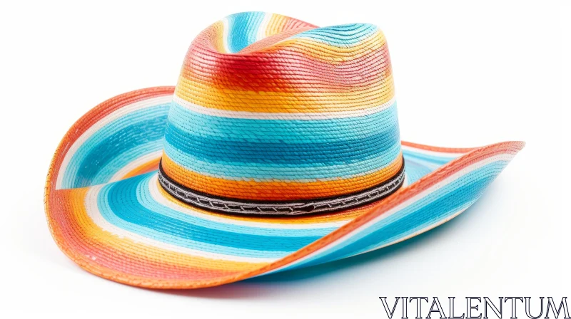 Colorful Cowboy Hat on White Surface | Fashion AI Image