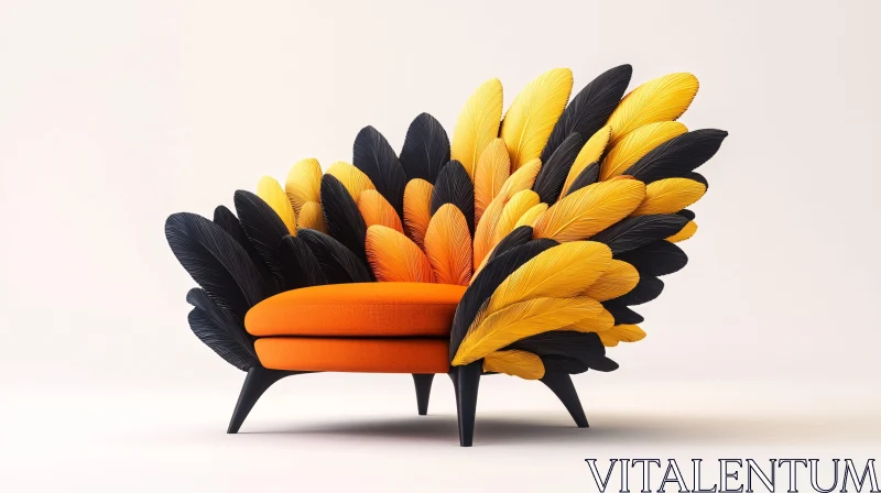 AI ART Contemporary Feather Embellished Armchair