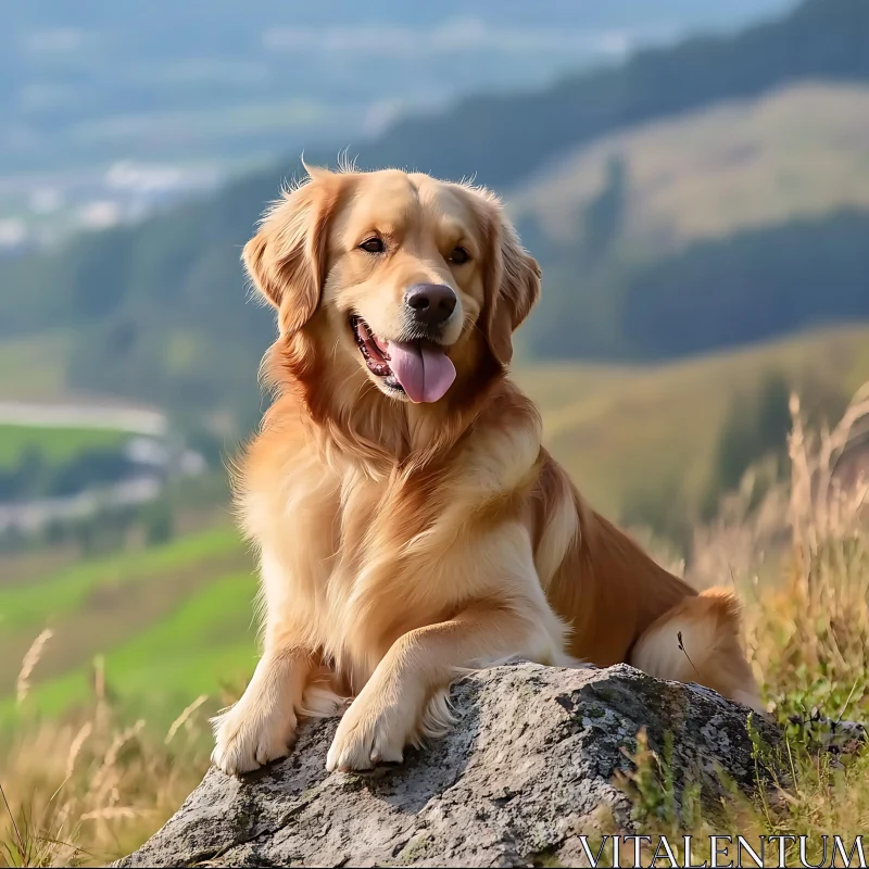 Golden Retriever in Nature AI Image