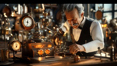 Steampunk Inventor at Work