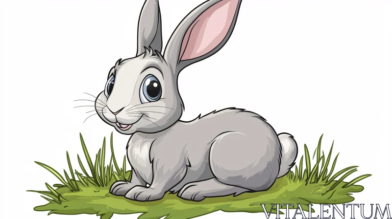 AI ART Grey Rabbit Cartoon Illustration