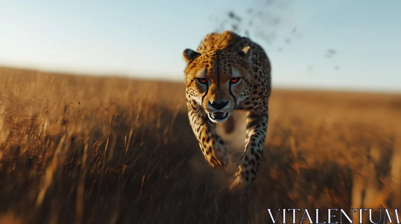 AI ART Running Cheetah in Golden Field