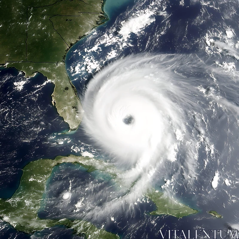 Aerial View of a Hurricane near Florida AI Image